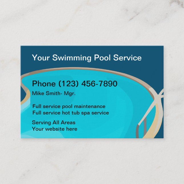 Professionell pool- och spa-service visitkort (Framsida)