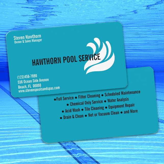 Professionell poolstädning och service visitkort (Skapare uppladdad)