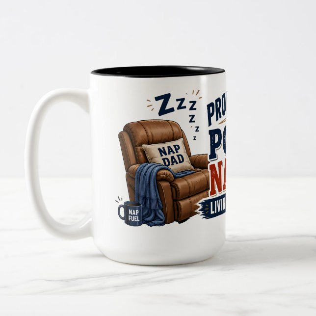 Professionell Power Napper Rolig Pappa Mugg (Vänster)