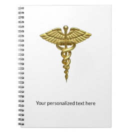 Professionell Precious Medical Guld Caduceus Anteckningsbok