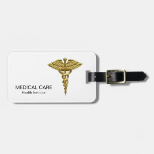 Professionell Precious Medical Guld Caduceus Bagagebricka