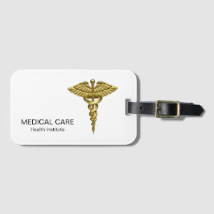 Professionell Precious Medical Guld Caduceus Bagagebricka