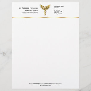 Professionell Precious Medical Guld Caduceus Brevhuvud