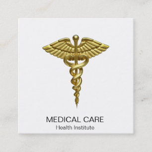 Professionell Precious Medical Guld Caduceus Fyrkantigt Visitkort