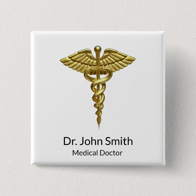 Professionell Precious Medical Guld Caduceus Knapp (Framsida)