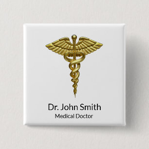 Professionell Precious Medical Guld Caduceus Knapp
