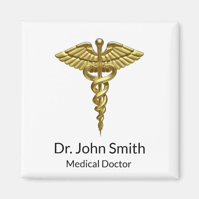 Professionell Precious Medical Guld Caduceus Magnet (Framsidan)