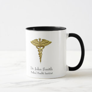Professionell Precious Medical Guld Caduceus Mugg