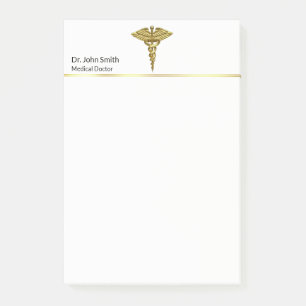 Professionell Precious Medical Guld Caduceus Post-it Block
