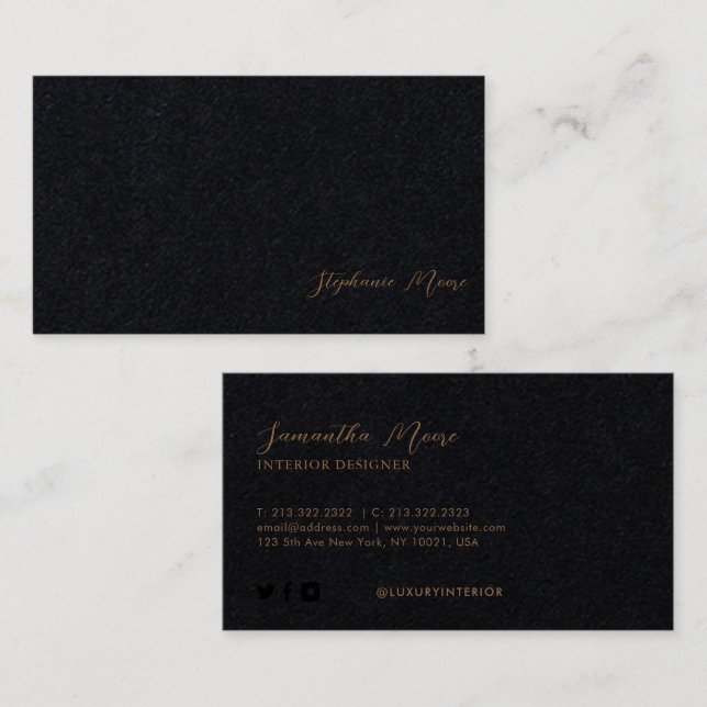 Professionell Premium Black and Brown Namnteckning Visitkort (Fram/baksida)