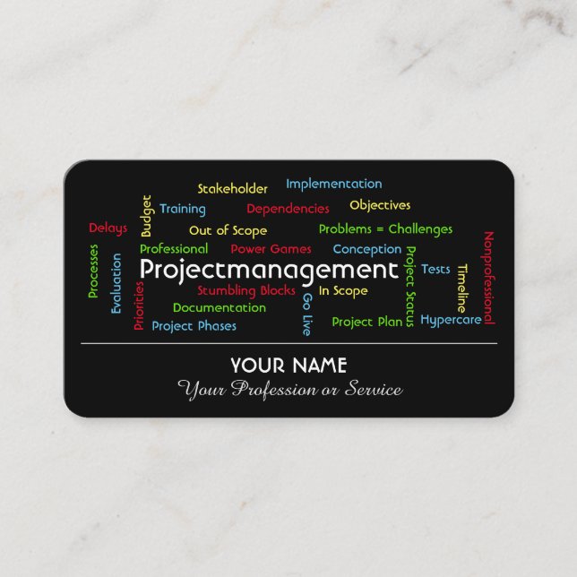 Professionell projektledning och rådgivning visitkort (Framsida)