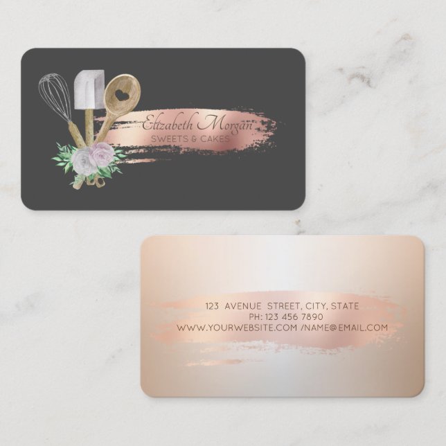 Professionell Push Stroke Bakery Pastry Hand Verkt Visitkort (Fram/baksida)