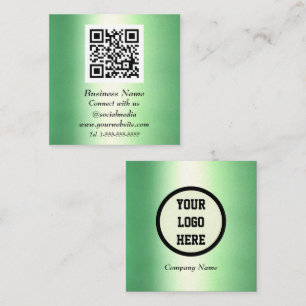 Professionell QR Code Emerald Grönt Metallic Fyrkantigt Visitkort