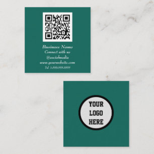 Professionell QR Code Scannable Emerald Grönt Fyrkantigt Visitkort