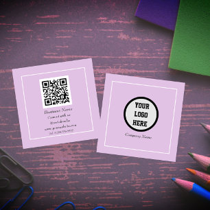 Professionell QR Code Scannable Lila Lilac Fyrkantigt Visitkort