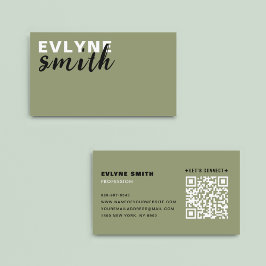 Professionell QR Grönt Modern Sage Visitkort