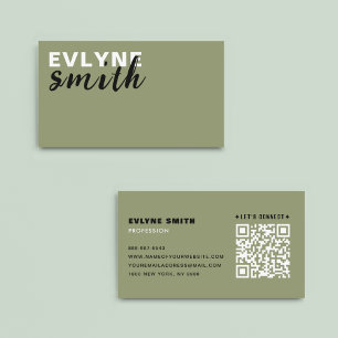Professionell QR Grönt Modern Sage Visitkort
