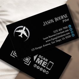 Professionell QR-kod Aviation Marinblå Modern Visitkort