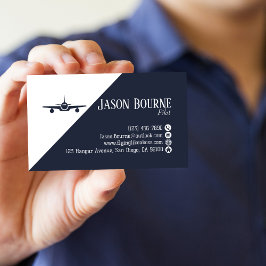 Professionell QR-kod Aviation Navy Blue Minimalist Visitkort