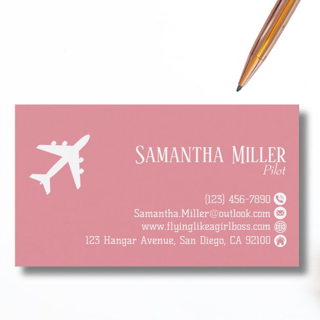 Professionell QR-kod Aviation Rosa Vit Anpassad Visitkort (Skapare uppladdad)