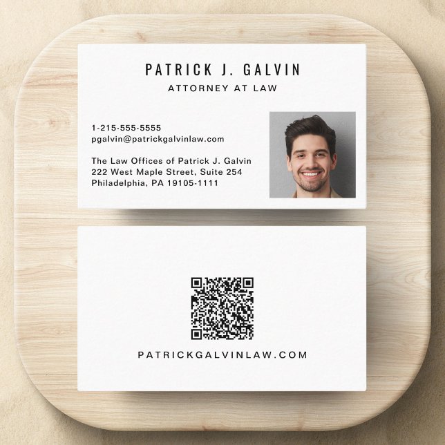 Professionell QR-kod för foto Visitkort (Make a lasting impression with this modern business card featuring your photo and scannable QR code)