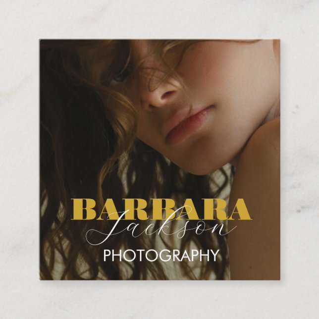 Professionell qr-kod för fotoElegant Fyrkantigt Visitkort (Framsida)