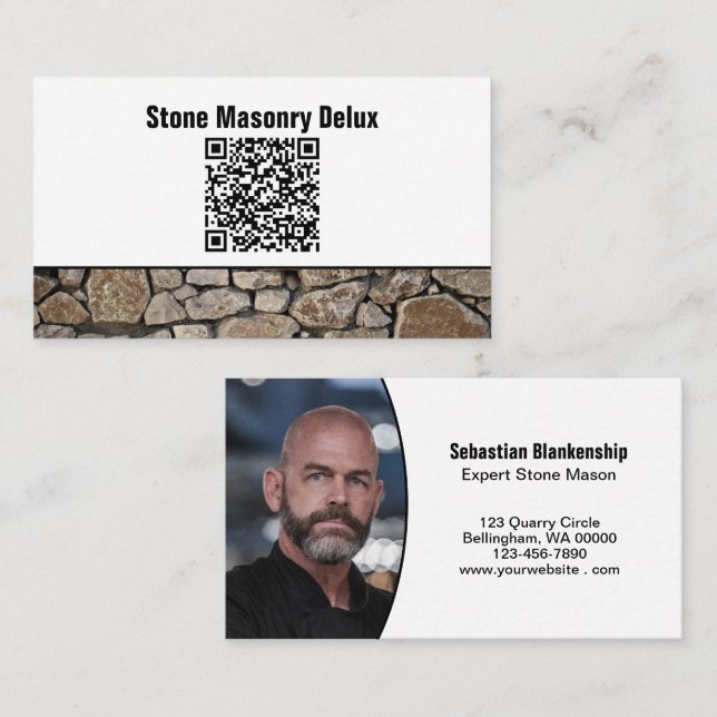 Professionell QR-kod för foton på stenvägg Visitkort (Fram/baksida)