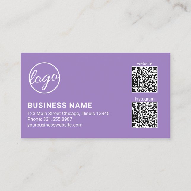 Professionell QR-kod för lavendelfärgad logotyp, m Visitkort (Framsida)