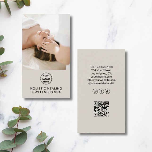 Professionell QR-kod för sjukgymnastik Visitkort (Holistic Health Therapist Professional QR Code Business Card)