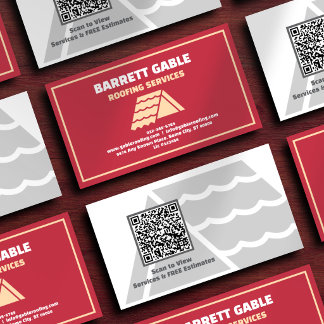 Professionell QR-kod för takentreprenör med rött t Visitkort