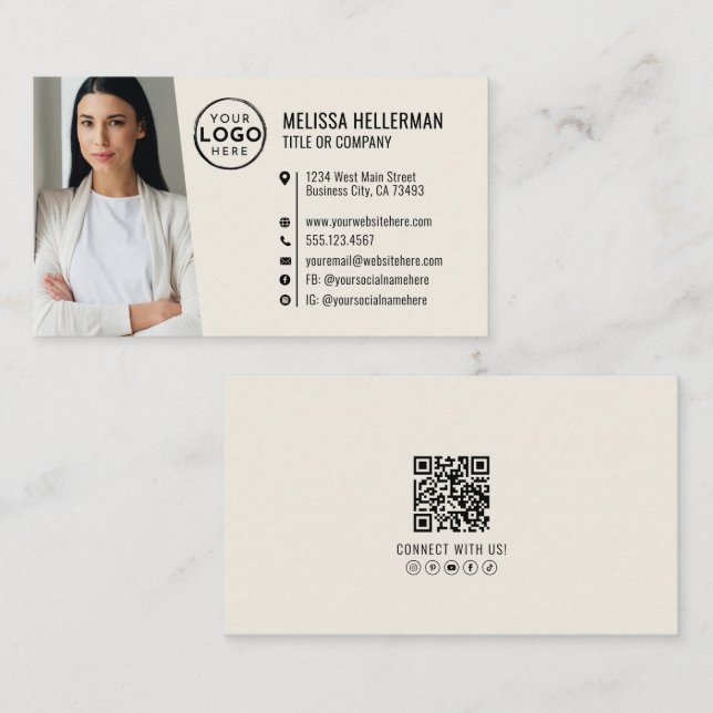 Professionell QR-kod Foto Din Logotyp Visitkort (Fram/baksida)
