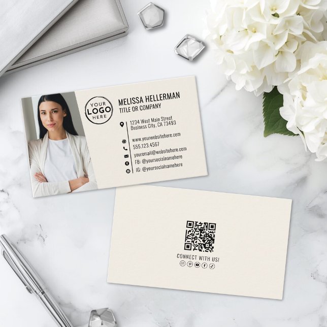 Professionell QR-kod Foto Din Logotyp Visitkort (Professional QR Code Photo Your Logo Business Card)