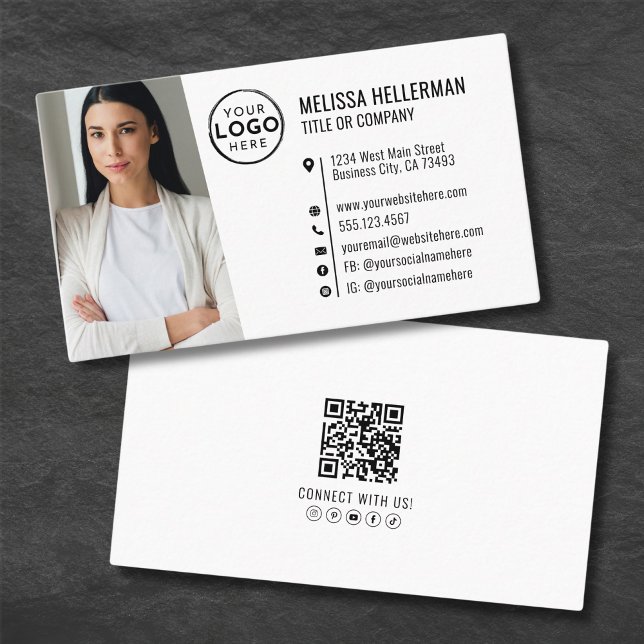 Professionell QR-kod Foto Din Logotyp Visitkort (Professional Photo QR Code Company Your Logo Business Card)