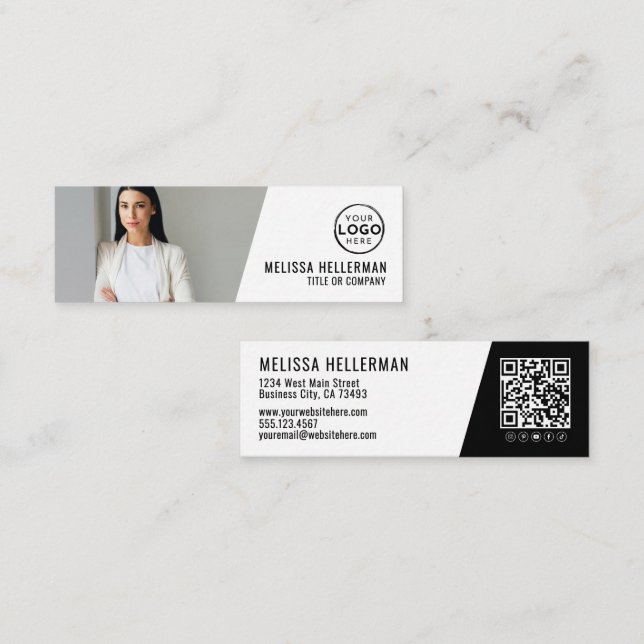 Professionell QR-kod Foto Logotyp Mini Visitkort (Fram/baksida)