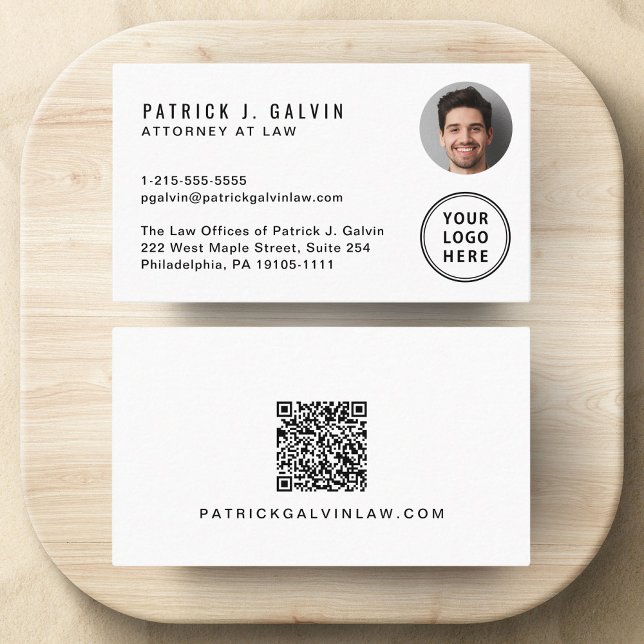 Professionell QR-kod Foto Logotyp Visitkort (Make a lasting impression with this modern business card featuring your photo, logo and QR code)