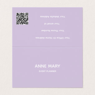 Professionell QR-kod Lila Vit Lavendel Violett Visitkort