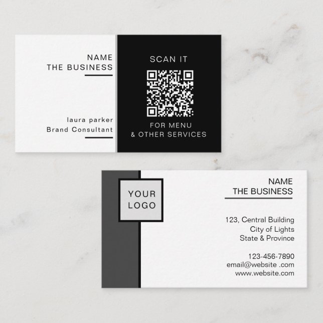 Professionell QR-kod Minimal Skannbar Kampanj  Visitkort (Fram/baksida)