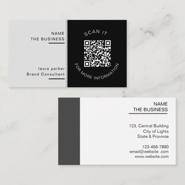 Professionell QR-kod Minimal Skannbar Kampanj  Visitkort (Fram/baksida)