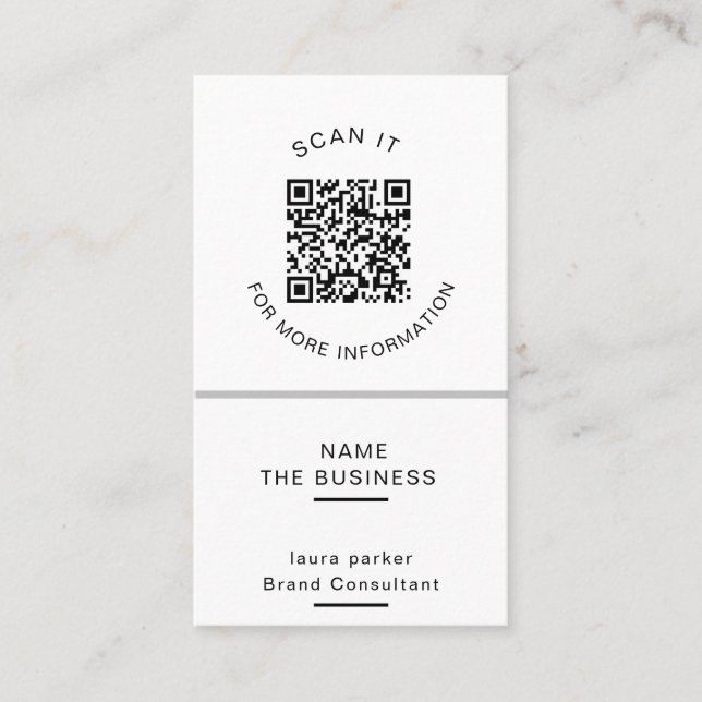 Professionell QR-kod Minimal skannerbar befordran Visitkort (Framsida)