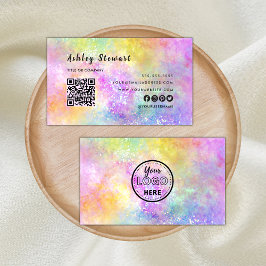 Professionell Qr-kod Modern Holo Opal Snyggt Logot Visitkort