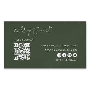 Professionell Qr-kod Modern minimal Grönt Magnetiska Visitkort