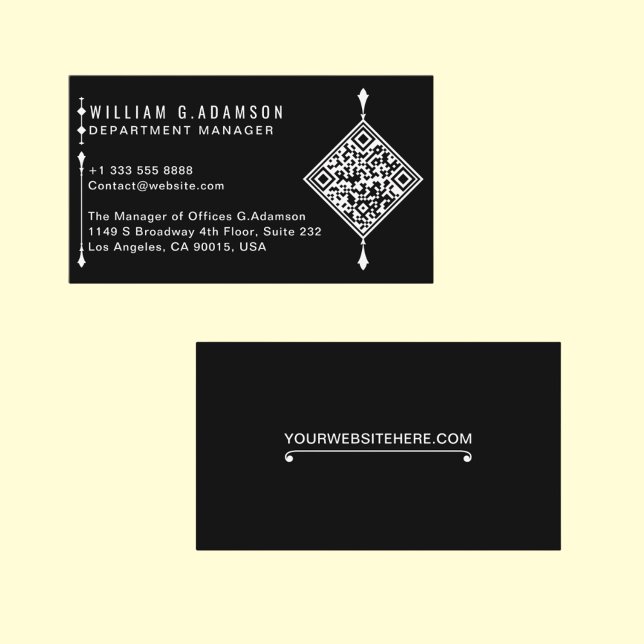 Professionell QR-kod | Modern minimal svart Visitkort (Professional QR Code Black Business Card)