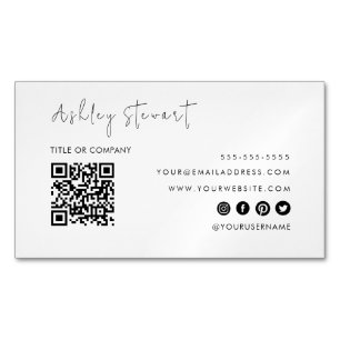 Professionell QR-kod Modern minimalistisk vit Magnetiska Visitkort