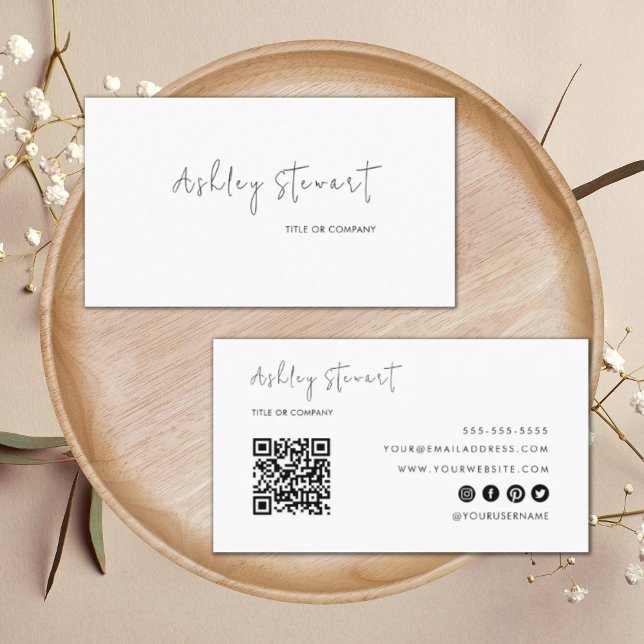 Professionell QR-kod Modern minimalistisk vit Visitkort (Skapare uppladdad)