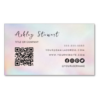 Professionell Qr-kod Modern Rosa Opal-Snyggt Magnetiska Visitkort