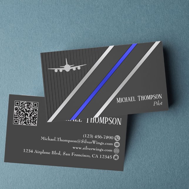 Professionell QR-kod Pilot Stilig Aviation Visitkort (Skapare uppladdad)