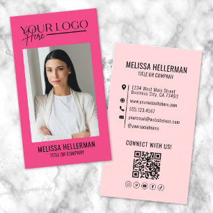Professionell QR-kod Rosa Foto Logotyp Vertikal Visitkort