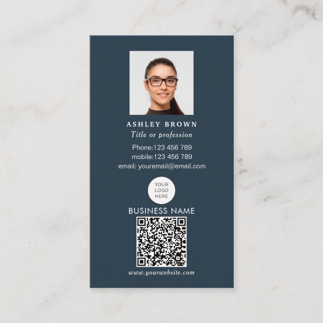 Professionell QR-kod Simple real gods-foto Busi Visitkort (Framsida)
