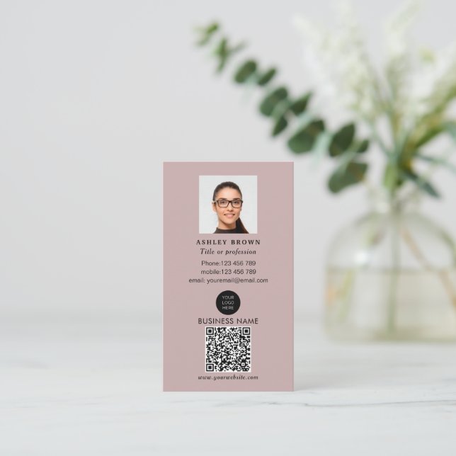 Professionell QR-kod Simple real gods-foto Busi Visitkort (Stående Fram)