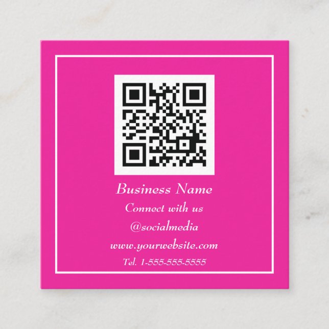 Professionell QR-kod Skannbar Het rosa Fyrkantigt Visitkort (Framsida)